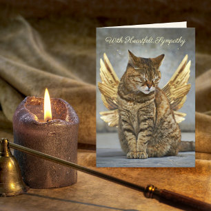 Elegant Gold Wings Cat Sympathcard Kaart