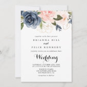 Elegant Gold Winter Floral Front & Back Wedding Kaart (Voorkant)