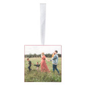 Elegant Gold Winter Wreater Monogram Red Foto Kubus Ornament (Rechts)