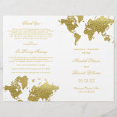 Élégant Gold World Map Mariage programmes de cérém (Devant)