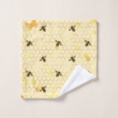Élégant Gold Yellow Bees Honeypeb (Gant de toilette)