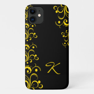 Elegant Gold Yellow Black Ornamental Design iPhone 11 Hoesje
