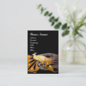 ELEGANT GOLD YELLOW PEACOCK MODE JEWEL IN BLACK VISITEKAARTJE (Staand voorkant)