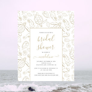 Elegant Gold Zee Ocean Bridal Shower Flyer