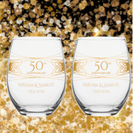 Elegant Golden 50ste Jubileum gepersonaliseerd cad Wijnglas Zonder Voet