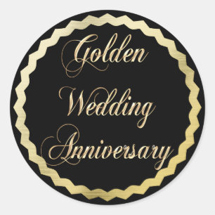 Elegant Golden 50th Wedding Jubileum Sticker