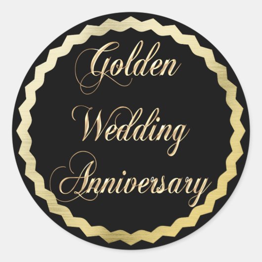 Elegant Golden 50th Wedding Jubileum Sticker (Voorkant)