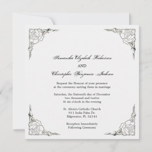 Elegant Golden Accent Silver Wedding Invite Kaart (Voorkant)