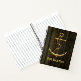 Elegant Golden Anchor Rustic Dock Wood Modern Notitieboek