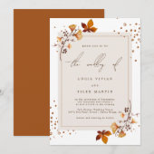 Elegant Golden Autumn Leaf Wedding Kaart (Voorkant / Achterkant)