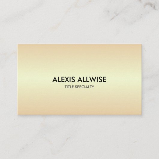 Elegant Golden Beige Metallic look Visitekaartje (Voorkant)