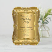 Elegant Golden Birthday Party Gold Elite Diamond Kaart (Staand voorkant)