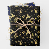 Elegant Golden Black White Luxe kerstcadeau Inpakpapier Vel (In situ)