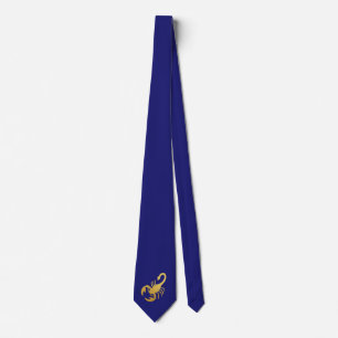 Elegant Golden - Blauwe Schorpioen Zodiac Stropdas