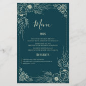 Elegant Golden Bloom Wedding Menu Kaarten (Voorkant)
