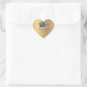 Elegant Golden Blue Wedding Floral Hart Sticker (Tas)