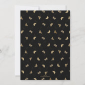 Elegant Golden Butterflies Black Pattern Kaart (Achterkant)