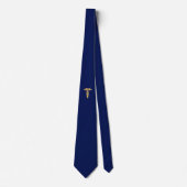 Elegant Golden Caduceus over Navy Blue Stropdas (Voorkant)