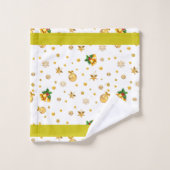 Elegant Golden Christmas Icons & Monogram on White (Gant de toilette)