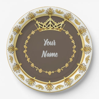 Elegant Golden Circular Lijst Papieren Bordje
