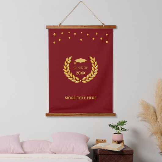 Elegant Golden Class of Afstuderen on Maroon Hangend Wandkleed (Slaapkamer)