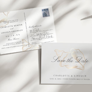 Elegant Golden Conch Wedding Save the Date Aankondigingskaart