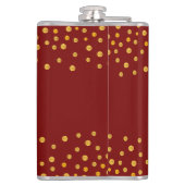 Elegant Golden Confetti op Red Personalized Heupfles (Achterkant)
