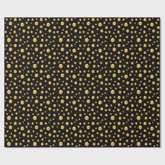 Elegant Golden Confetti op zwart Cadeaupapier (Vlak)