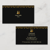 Elegant Golden Confetti op zwart Visitekaartje (Voorkant / Achterkant)