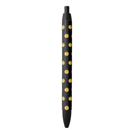 Elegant Golden Confetti Pattern on Black Zwarte Inkt Pen (Voorkant Verticaal)
