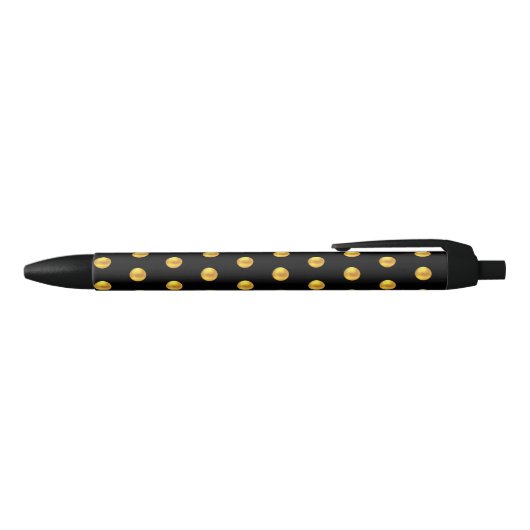 Elegant Golden Confetti Pattern on Black Zwarte Inkt Pen (Bovenkant)