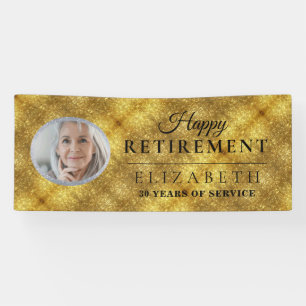Elegant Golden Custom Photo Retirement Party Banne Spandoek