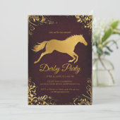 Elegant Golden Derby Party Invitation with Horse D Kaart (Staand voorkant)