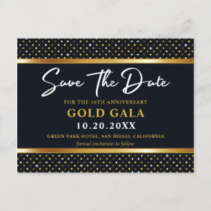 Elegant Golden en Deep Navy Gala redden de datum Briefkaart