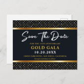 Elegant Golden en Deep Navy Gala redden de datum Briefkaart (Voorkant / Achterkant)