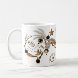 Elegant Golden Feather Swirl Coffee Art Classic Koffiemok