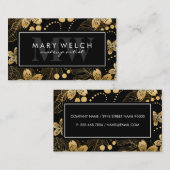 Elegant Golden Floral Pattern Visitekaartje (Voorkant / Achterkant)