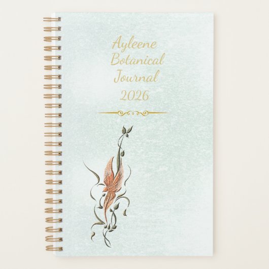 Elegant Golden Floral Vine Spiral planner (Devant)