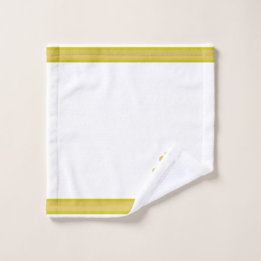 Elegant Golden Flower, Monogram & Stripe on White Bad Handdoek (Wasdoekje)