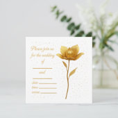 Elegant Golden Flower Wedding Invitation (Debout devant)