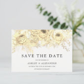 Elegant Golden Flowers trouwt op de datum Save The Date (Staand voorkant)