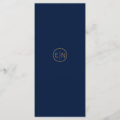 Elégant Golden Foliage Marine Blue Mariage Menu (Dos)
