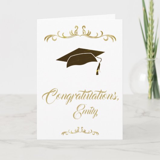 Elegant Golden Gefeliciteerd Afstuderen Afstuderen Kaart (Voorkant)