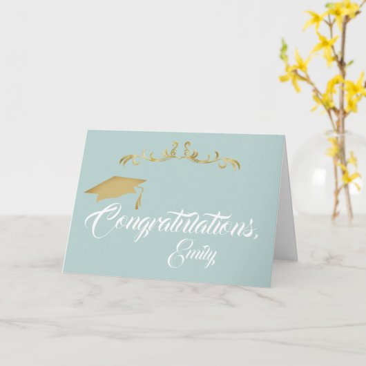 Elegant Golden Gefeliciteerd Afstuderen Afstuderen Kaart (Gele Bloem)