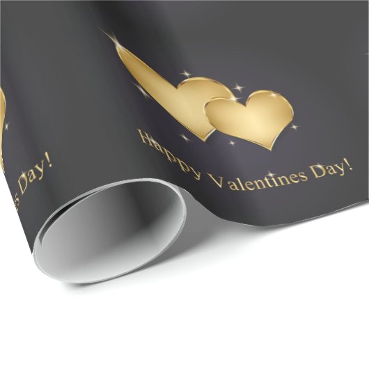 Elegant Golden Hearts Name - Valentijnsdag Cadeaupapier (Rol Hoek)