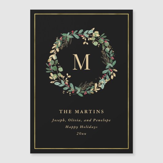 Elegant Golden Kerstmis met monogram (Voorkant)