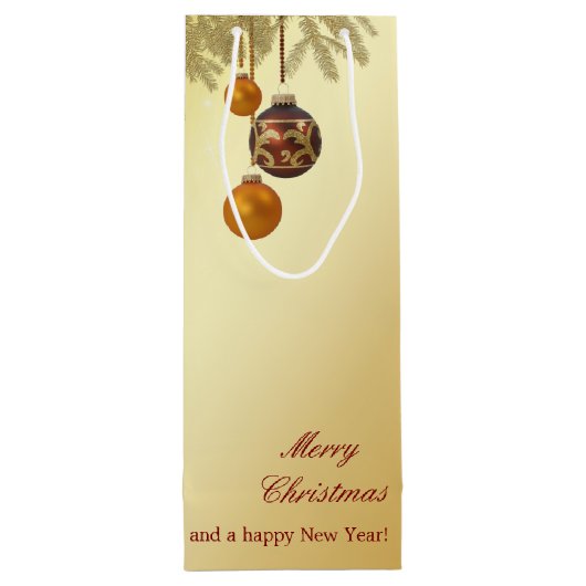 Elegant Golden Kerstmis Wijn Cadeautas (Achterkant)