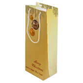 Elegant Golden Kerstmis Wijn Cadeautas (Voorkant Gekanteld)
