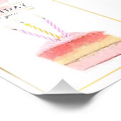 Elegant Golden Lijst Birthday Cake Slice Foto Afdruk (Hoek)