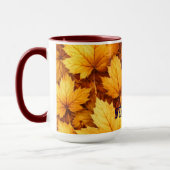 Elegant Golden Maple Leaf Custom Name & Quote Mug Mok (Links)